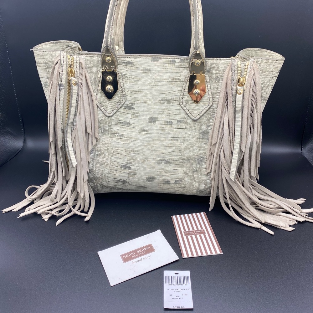 Henri Bendel A-List Satchel in Lizard Fringe